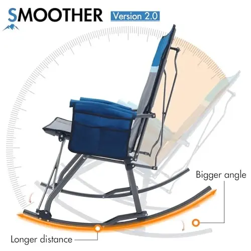Portal Oversized Folding Rocking Camping Chair Portable 400 lbs | Folding Rocking Camping Chair Portable Outdoor Rocker with High Back Hard Armrests Carry Bag support 400 lbs - 4