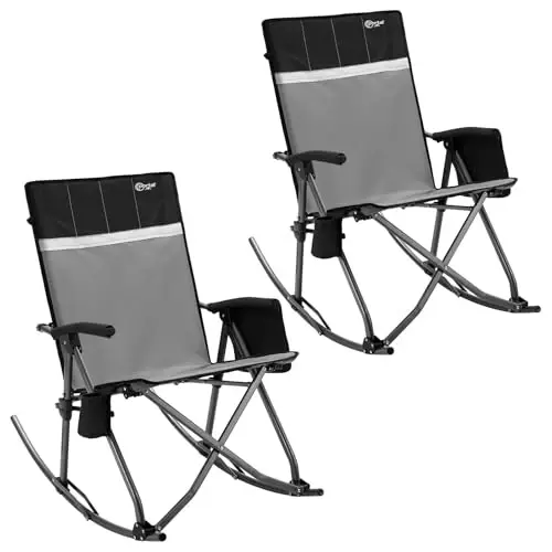 Portal Oversized Folding Rocking Camping Chair Portable 400 lbs | Folding Rocking Camping Chair Portable Outdoor Rocker with High Back Hard Armrests Carry Bag support 400 lbs 