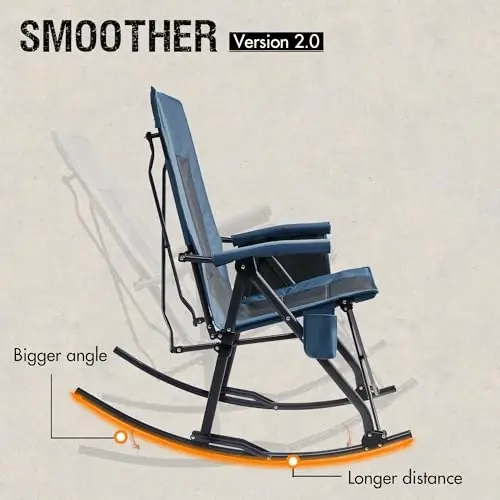 PORTAL Oversized Folding Rocking Camping Chair Portable Outdoor Rocker with High Back Hard Armrests Carry Bag, Supports 400 lbs - 2