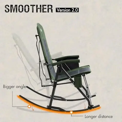 PORTAL Oversized Folding Rocking Camping Chair Portable Outdoor Rocker with High Back Hard Armrests Carry Bag, Supports 400 lbs - 4