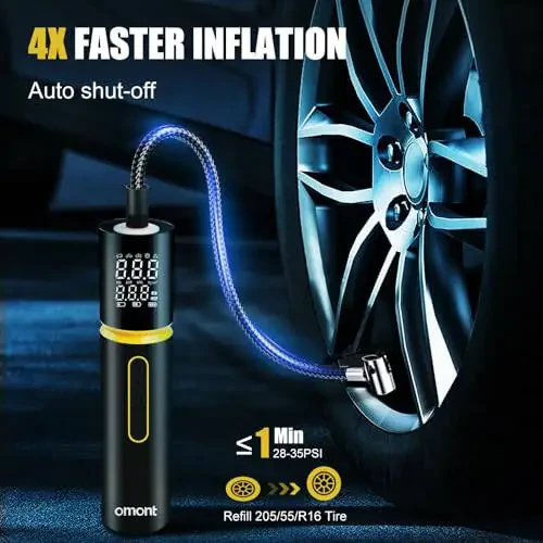 Portativ havo kompressori bilan shinalarni to'ldiruvchi qurilma: 150PSI va 20000mAh simsiz havo pompasi avtomobil shinalari uchun, avtomobil, velosiped, mototsikl va to'plar uchun raqamli bosim o'lchagich bilan tez to'ldiradigan havo kompressori - 1