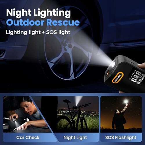 Portativ Shinalar Kompressori, Simsiz Raqamli Havo Nasosi, Velosiped, To'p, Motosikl va Avtomobil uchun 4 ta Oldindan Belgilangan Rejimlar, Qotishma Dizayn 12L Oqim Tezligi - 6