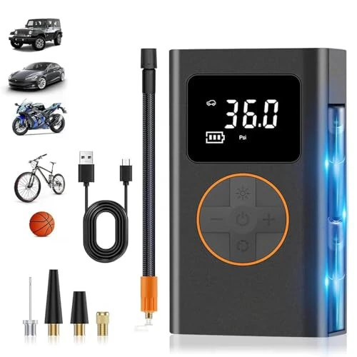 Portativ Shinalar Nasosi Kompressori - 150Psi Portativ Havo Kompressori 2X Tez Shishirish Elektr Avtomobil Shinalari Nasosi Simsiz Raqamli Bosim O'lchagichi Motosikl Velosiped Koptoklari Avtomobil Aksessuarlari uchun - Flyxiregg