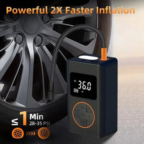 Portativ Shinalar Nasosi Kompressori - 150Psi Portativ Havo Kompressori 2X Tez Shishirish Elektr Avtomobil Shinalari Nasosi Simsiz Raqamli Bosim O'lchagichi Motosikl Velosiped Koptoklari Avtomobil Aksessuarlari uchun - 2