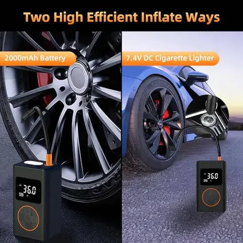 Portativ Shinalar Nasosi Kompressori - 150Psi Portativ Havo Kompressori 2X Tez Shishirish Elektr Avtomobil Shinalari Nasosi Simsiz Raqamli Bosim O'lchagichi Motosikl Velosiped Koptoklari Avtomobil Aksessuarlari uchun - 3