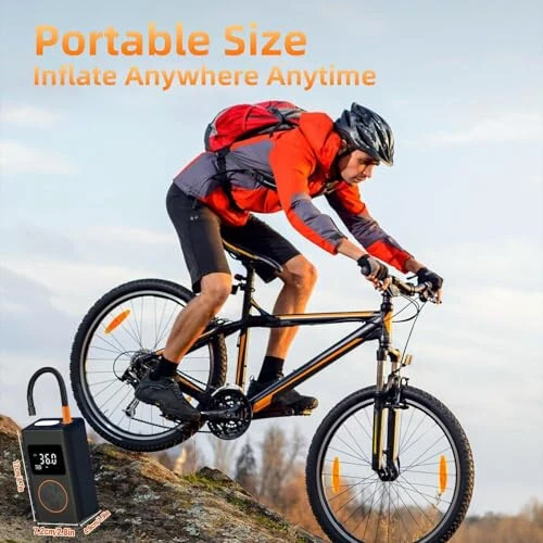 Portativ Shinalar Nasosi Kompressori - 150Psi Portativ Havo Kompressori 2X Tez Shishirish Elektr Avtomobil Shinalari Nasosi Simsiz Raqamli Bosim O'lchagichi Motosikl Velosiped Koptoklari Avtomobil Aksessuarlari uchun - 6