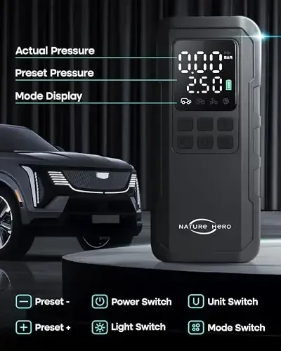 Portativ Shinalar uchun Kompressor - 150PSI Avtomobil Shinalari uchun Portativ Havo Kompressori, Portativ Havo Nasosi - 6