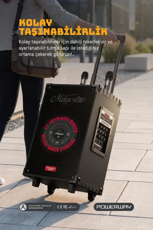 Портативная акустическая система караоке MT90 с Bluetooth, двумя микрофонами и зарядкой. - 4