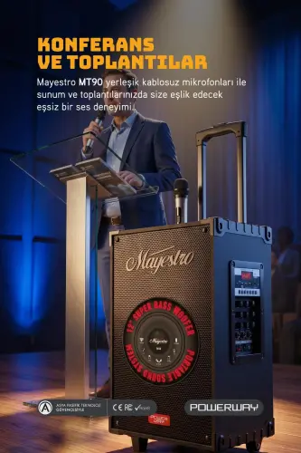 Портативная акустическая система караоке MT90 с Bluetooth, двумя микрофонами и зарядкой. - 6