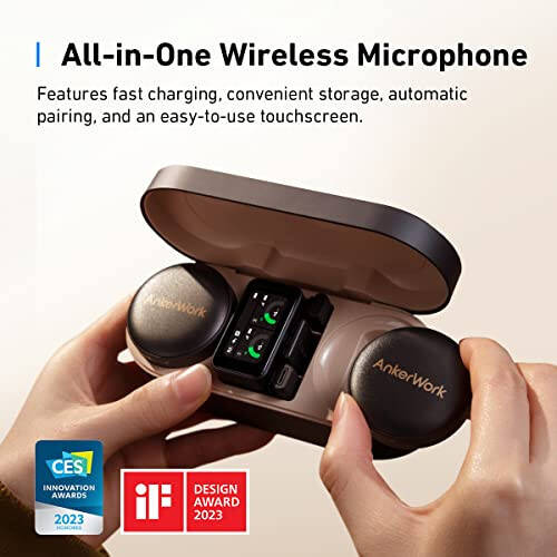 Портативная Bluetooth-колонка Anker Soundcore 2 & Беспроводной лаvalier-микрофон AnkerWork M650, Профессиональное шумоподавление, Сменные магнитные цветные крышки, 2-канальный качественный прием - 6