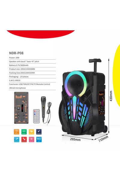 Портативная Bluetooth-колонка Party Box с функцией зарядки и караоке-микрофоном. - 3