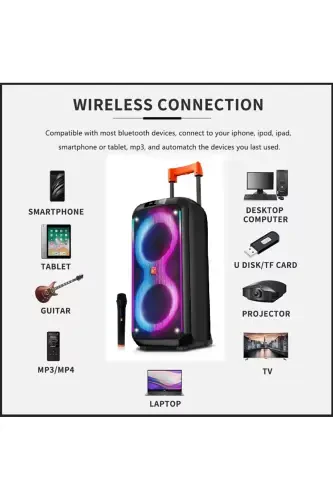 Портативная Bluetooth-колонка Party Box с функцией зарядки + караоке-микрофон - 6