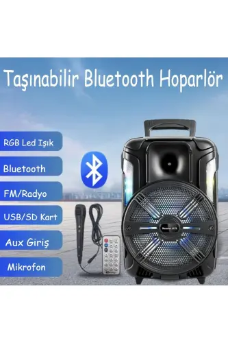 Портативная Bluetooth-колонка с караоке-микрофоном, LED-подсветкой и пультом дистанционного управления. - 4
