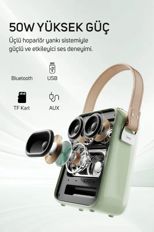 Портативная Bluetooth-колонка SongBird-HQ с двумя караоке-микрофонами, 6 звуковыми эффектами и мощностью 50 Вт. - 2