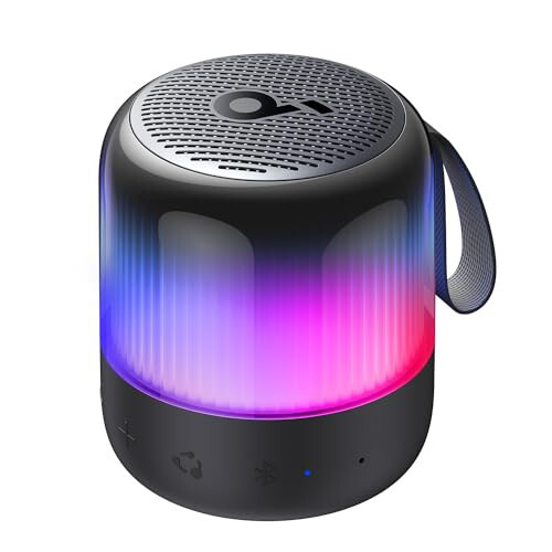 Портативная колонка Soundcore Glow Mini, Bluetooth-колонка с 360° звуком, световым шоу, 12-часовой батареей, настраиваемым эквалайзером и светом, водонепроницаемая и пыленепроницаемая по стандарту IP67, для кемпинга, дома и пляжных вечеринок - 1