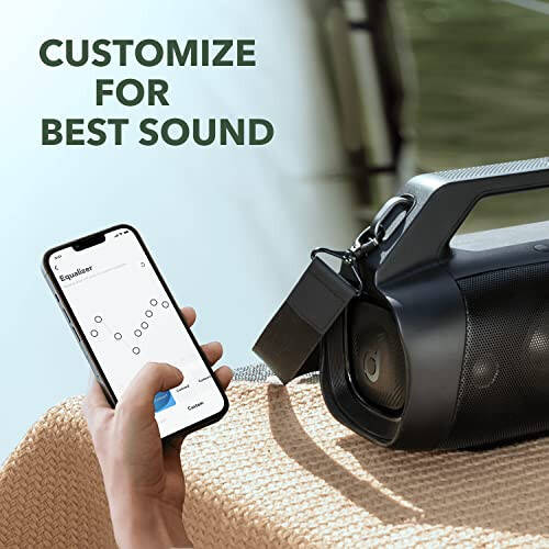 Портативная колонка Soundcore Motion Boom Plus IP67, 80 Вт стереозвука, настраиваемый эквалайзер и BassUp, встроенный power bank, водонепроницаемая Bluetooth-колонка для кемпинга, пляжа и заднего двора - 5