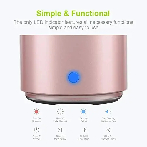 Портативная мини-колонка EWA A106 Bluetooth, усиленный бас и звук высокой четкости, портативный дизайн, для iPhone, iPad, Nexus, ноутбуков и многого другого (розовое золото) - 1