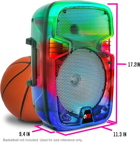 Портативная перезаряжаемая Bluetooth PA караоке-колонка QFX 8 дюймов с громким звуком для вечеринок, время воспроизведения до 5 часов | Bluetooth 5.3, TWS, USB-порт, TF, AUX, FM-радио, 360-градусные прозрачные движущиеся партийные огни | TMS-853 - 4