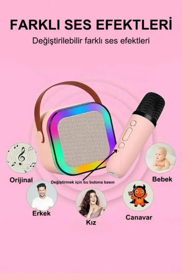 Портативный караоке-микрофон для детей со световыми эффектами и колонкой. - 3