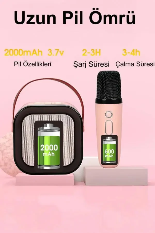 Портативный караоке-микрофон для детей со световыми эффектами и колонкой. - 4