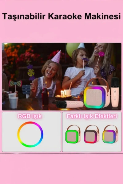 Портативный караоке-микрофон для детей со световыми эффектами и колонкой. - 5