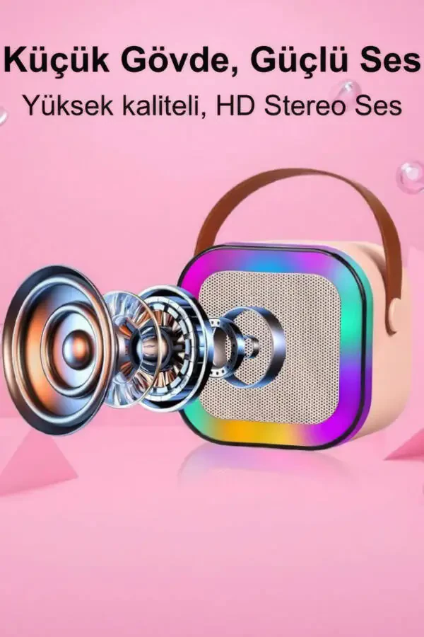 Портативный караоке-микрофон для детей со световыми эффектами и колонкой. - 6