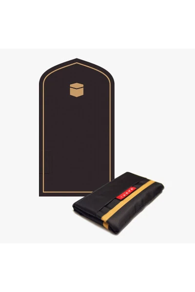 Портативный карманный коврик для молитвы | Дорожный намазлык, складной намазлык, отличный подарок на Рамадан (ЧЁРНЫЙ) - TAKVA