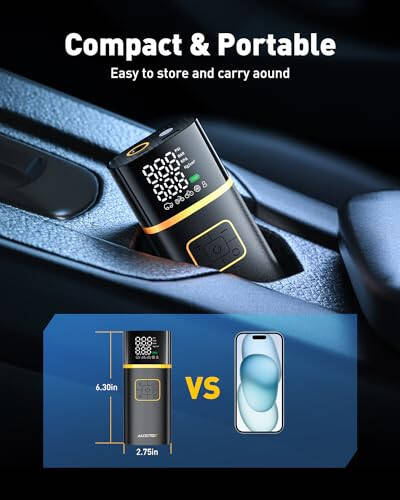 Портативный компрессор AUXITO для накачки шин с цифровым манометром, аккумуляторный, со светодиодной подсветкой, для автомобилей, мотоциклов, мячей, 150PSI, автостоп. - 3