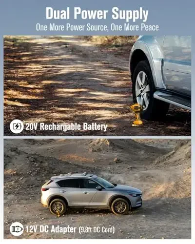 Портативный компрессор Avid Power, 20 В, аккумуляторный, для накачки шин, с литий-ионным аккумулятором, адаптером питания 12 В, цифровым манометром. - 4