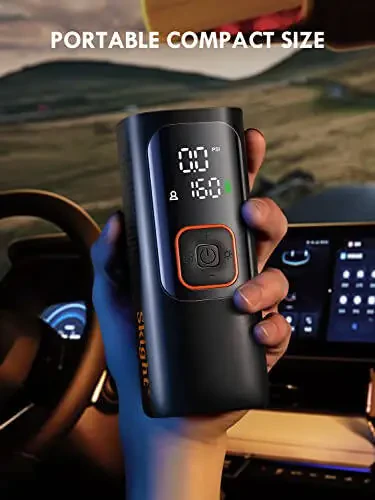 Портативный компрессор для накачивания шин Skight Tire Inflator — мощный, 150 PSI, в 2 раза быстрее, точный ЖК-дисплей давления, беспроводное простое управление — портативный воздушный насос для автомобиля, мотоцикла, электровелосипеда, мяча. - 6