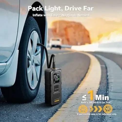 Портативный компрессор MODARI Tire Inflator — в 4 раза быстрее, 160 PSI, беспроводной, с манометром, для легковых, грузовых автомобилей, мотоциклов и др. - 2