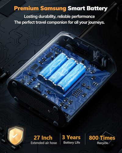 Портативный компрессор UpBeatPlus T1, 160 PSI, в 4 раза быстрее, беспроводной, с манометром, для авто, мото, вело, мячей. - 2