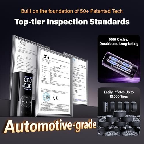 Портативный компрессор Uzonb TM-A для подкачки шин — 12В автомобильный компрессор с манометром. Быстрая накачка за одну минуту. Идеально подходит для автомобилей, мотоциклов, велосипедов и многого другого. - 3