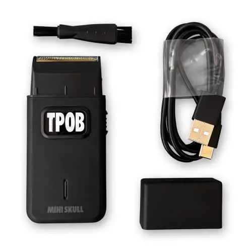 Портативный, профессиональный и домашний электробритвенный станок, TPOB Mini Skull с турбомотором, идеально подходящий как для профессионального, так и для домашнего использования (черный) - 3