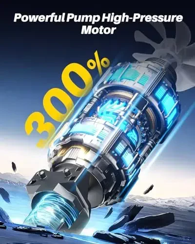 Портативный воздушный компрессор AUTOONE, воздушный насос 150PSI для автомобильных шин с манометром, в 3 раза более быстрый, интеллектуальный беспроводной насос для шин одним нажатием для автомобилей, мотоциклов, велосипедов, мячей и многого другого. - 2