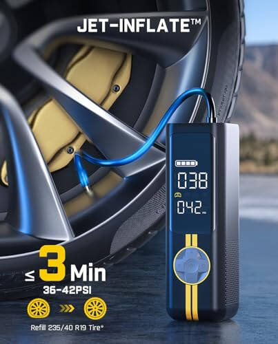 Портативный воздушный насос Fanttik X8 APEX EV, в 2 раза быстрее накачивает, беспроводной воздушный компрессор 150PSI с мощным аккумулятором, подходит для электромобилей, автомобилей, мотоциклов, велосипедов, мячей, комплект Deluxe. - 2