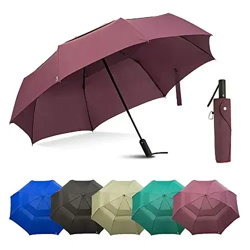 Portobello Large Umbrella For Rain - Big 54 Inch Double Vented Canopy, Folds Into Travel Size, Big Enough To Fit In 2 Adults, Heavy Duty, Sturdy, Windproof W/Auto Open Close - 6