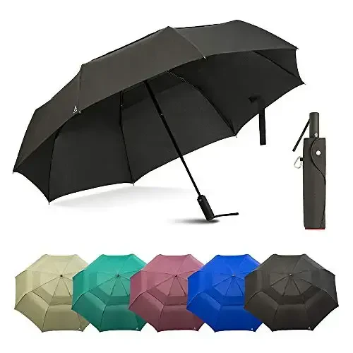 Portobello Large Umbrella For Rain - Big 54 Inch Double Vented Canopy, Folds Into Travel Size, Big Enough To Fit In 2 Adults, Heavy Duty, Sturdy, Windproof W/Auto Open Close - 6