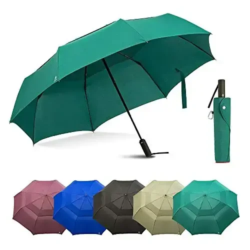Portobello Large Umbrella For Rain - Big 54 Inch Double Vented Canopy, Folds Into Travel Size, Big Enough To Fit In 2 Adults, Heavy Duty, Sturdy, Windproof W/Auto Open Close 