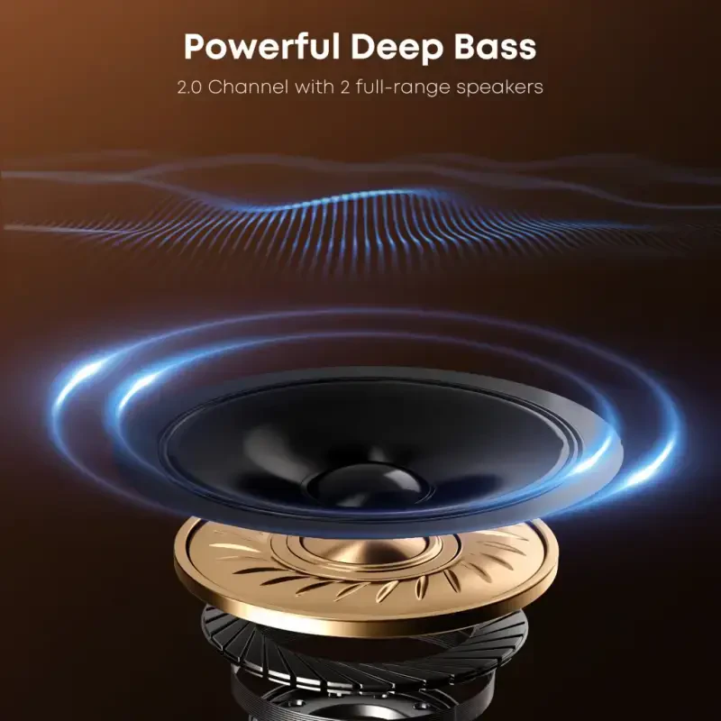 Posrue Sound Bar, 16 inch Bluetooth TV Speaker with Remote & 2 Built-in Full-frequency Speakers, 50W Wireless Soundbar for TV Home Theater & Audio, Iron Gray - 4