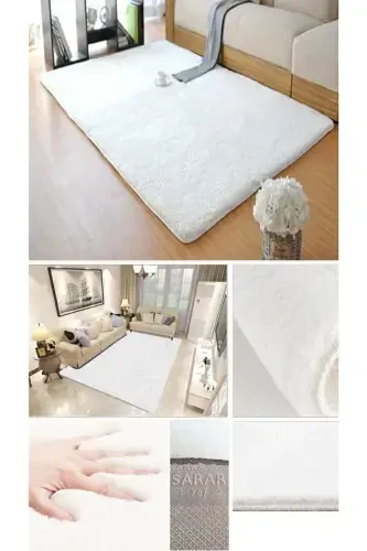 Post Carpet. Plush Carpet Runner. It has a White Non-Slip Base. Machine Washable.-WHITE - 1