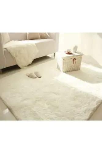 Post Carpet. Plush Carpet Runner. It has a White Non-Slip Base. Machine Washable.-WHITE - SARAR (1)
