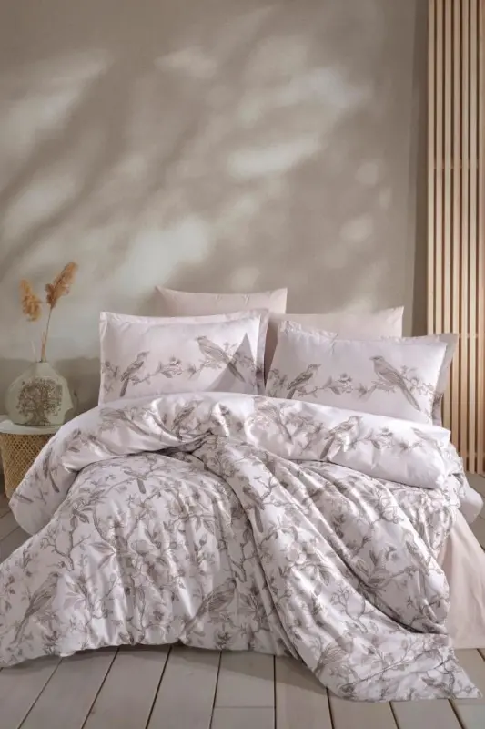 Постельное белье Clasy Ranforce двуспальное Mevlin V1 бежевое - 1