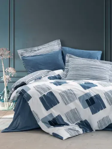 Постельное белье Cotton Box Modern на двоих Solito Indigo - NEVRESIMDUNYASI (1)