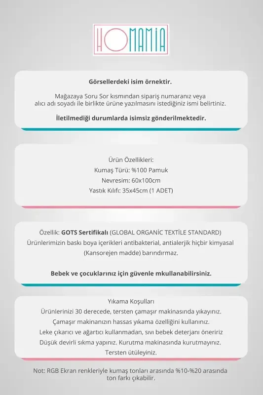 Постельное белье для детской кроватки Isme Özel Anne Yanı, 60x100 см - 2