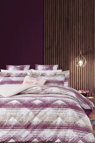 Постельное белье с простыней на резинке двуспальное Victoria Слива-Victoria Слива - 1