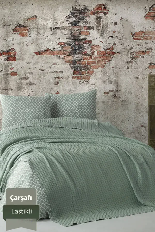 Постельный комплект с эластичным пододеяльником из 100% хлопчатобумажной ткани для двуспальной кровати - 6