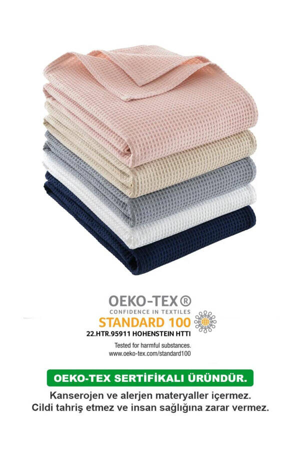 Постельный набор из вафельной ткани серого цвета для двуспальной кровати - Легкое одеяло - Прохладное и мягкое - 3 предмета - 7