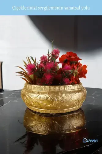 Pot Big Pot Flower Pot Large Size Pot Living Room Pot Model 5 Gold Pot-Gold - 3