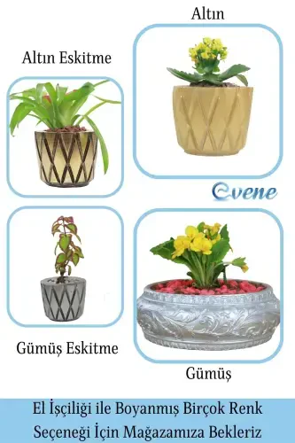 Pot Big Pot Flower Pot Large Size Pot Living Room Pot Model 5 Silver Pot-Silver - 7